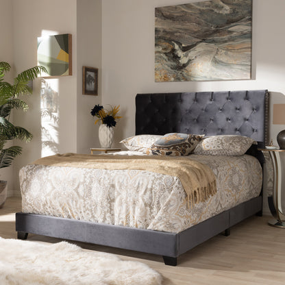Baxton Studio - Candace Full Size Bed in Dark Grey - Candace-Grey-Full view 6