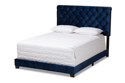Baxton Studio - Candace King Size Bed - Candace-Navy-King view 1
