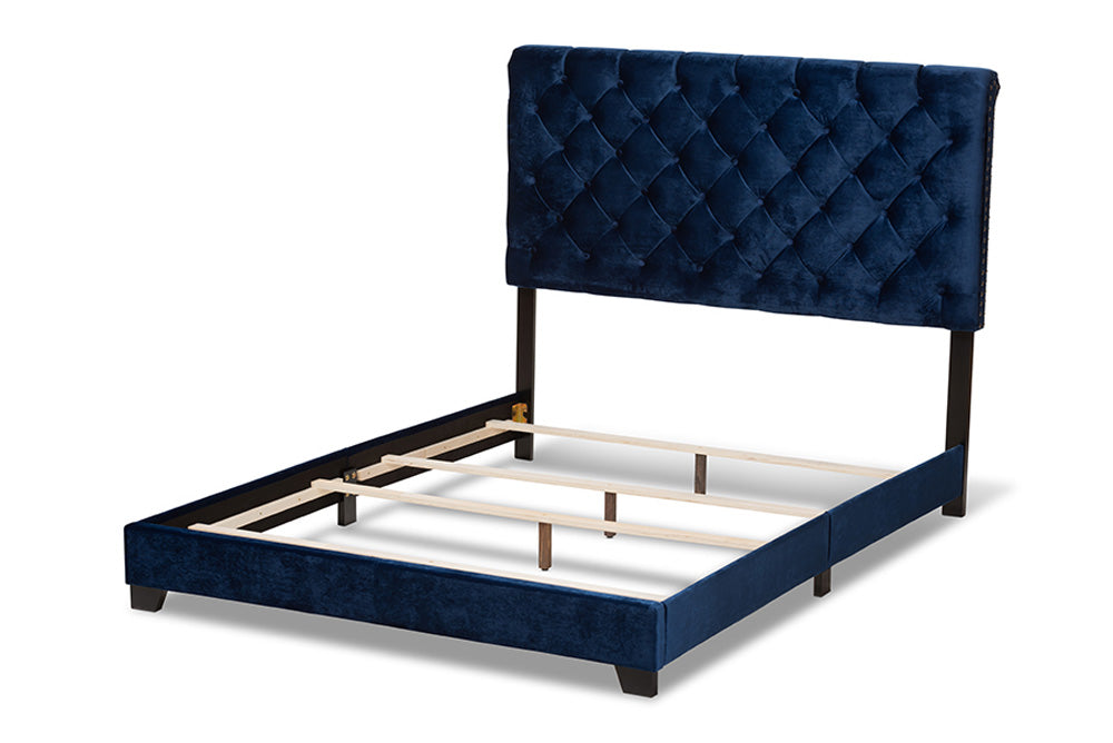 Baxton Studio - Candace King Size Bed - Candace-Navy-King view 3