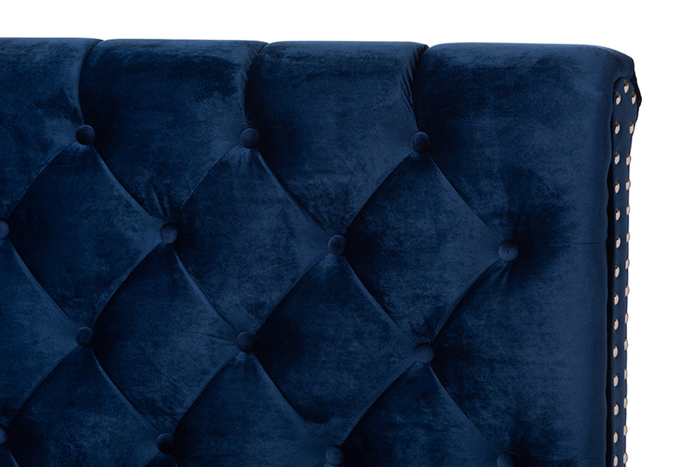 Baxton Studio - Candace King Size Bed - Candace-Navy-King view 4