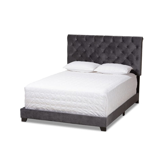 Baxton Studio - Candace King Size Bed in Dark Grey - Candace-Grey-King view 1
