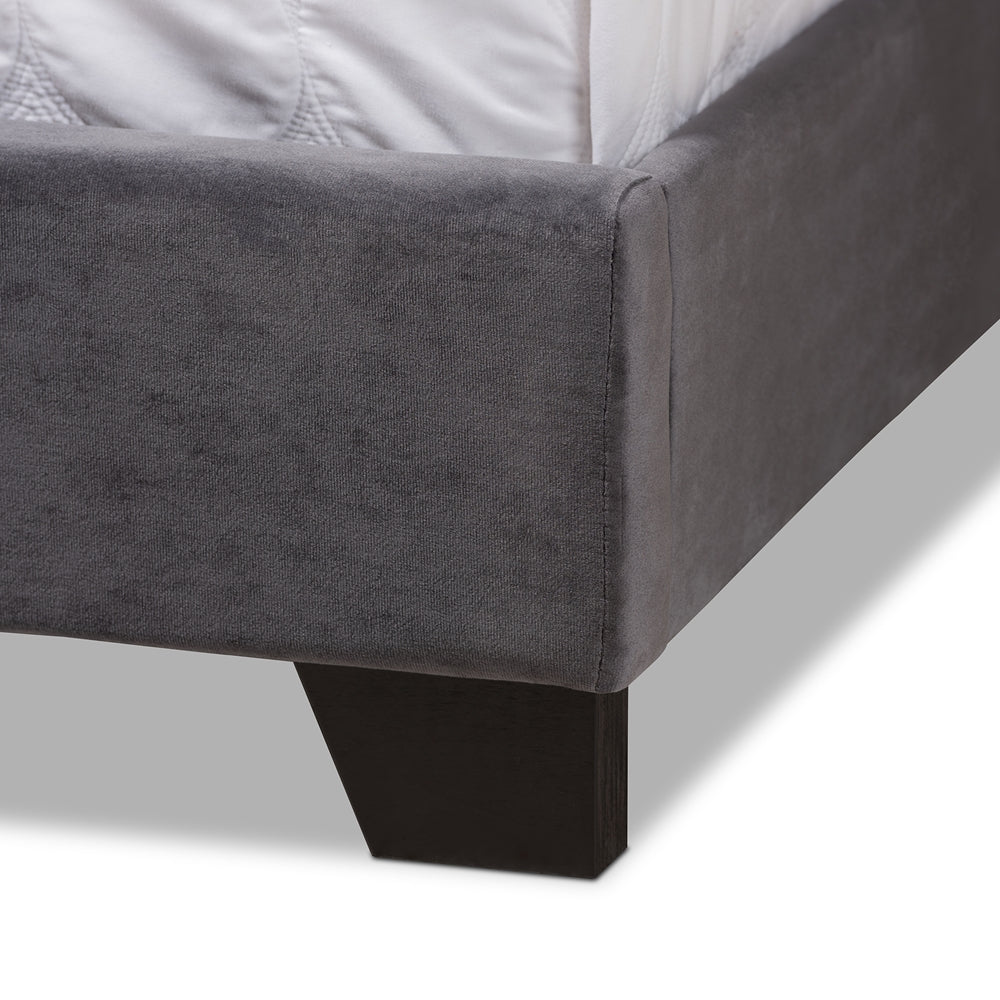 Baxton Studio - Candace King Size Bed in Dark Grey - Candace-Grey-King view 3