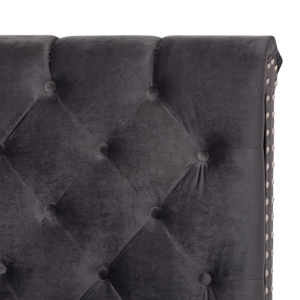 Baxton Studio - Candace King Size Bed in Dark Grey - Candace-Grey-King view 4