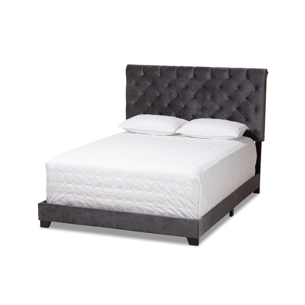 Baxton Studio - Candace Queen Size Bed in Dark Grey - Candace-Grey-Queen view 1