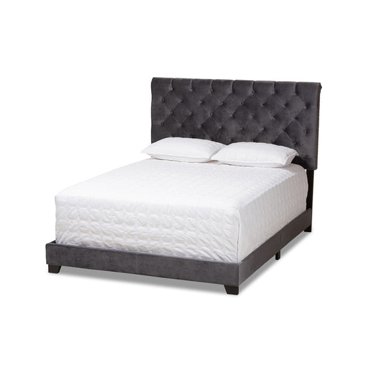 Baxton Studio - Candace Queen Size Bed in Dark Grey - Candace-Grey-Queen view 1