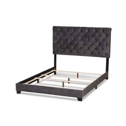 Baxton Studio - Candace Queen Size Bed in Dark Grey - Candace-Grey-Queen view 3