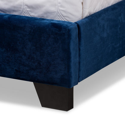 Baxton Studio - Candace Queen Size Bed in Navy Blue - Candace-Navy-Queen view 5