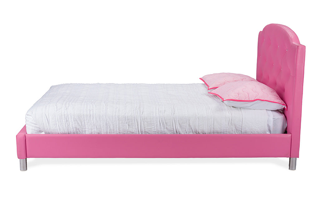 Baxton Studio - Canterbury Queen Size Bed - BBT6440-Queen-Pink view 2