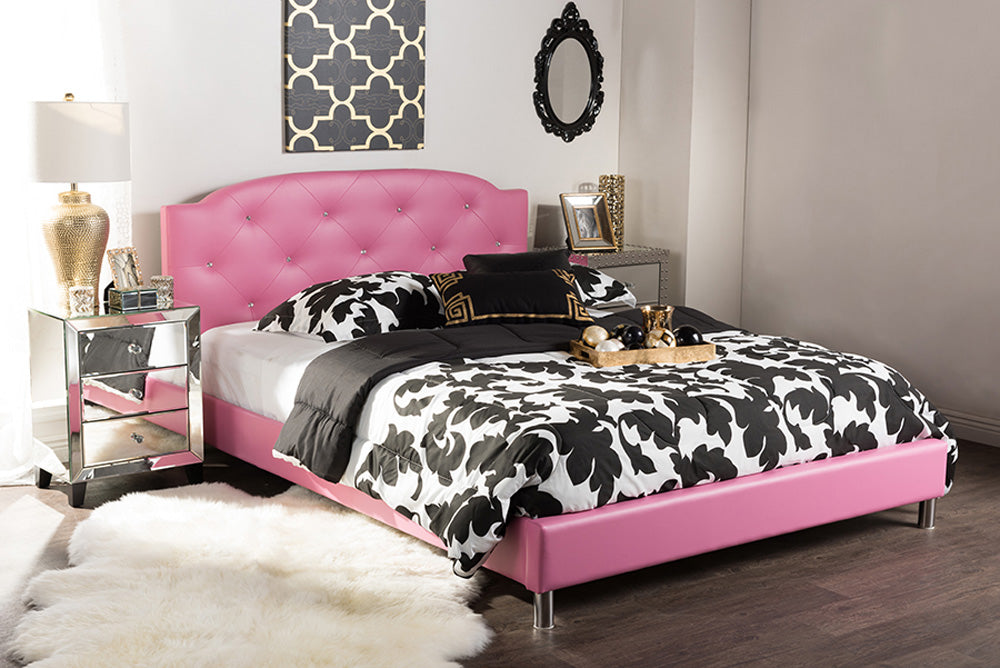 Baxton Studio - Canterbury Queen Size Bed - BBT6440-Queen-Pink view 4