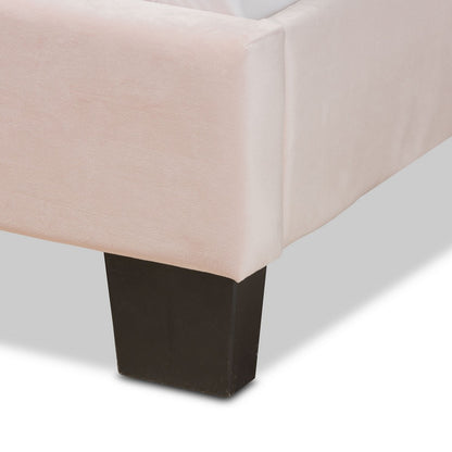 Baxton Studio - Caprice Queen Size Bed in Light Pink/Black - CF9210B-Light Pink Velvet-Queen view 5