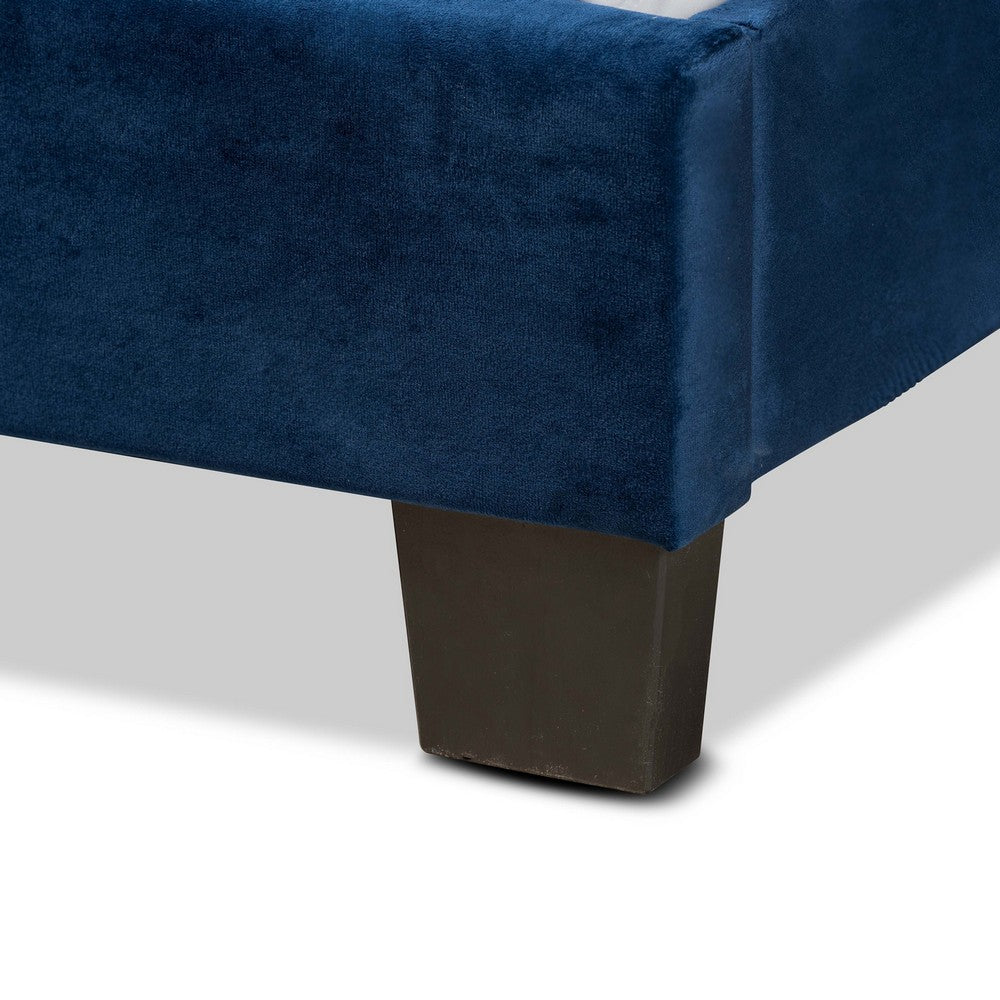 Baxton Studio - Caprice Queen Size Bed in Navy Blue/Black - CF9210B-Navy Blue Velvet-Queen view 5