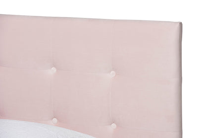 Baxton Studio - Caprice Twin Size Bed - CF9210B-Light Pink Velvet-Twin view 4