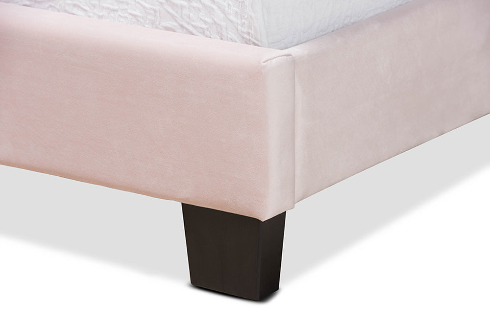 Baxton Studio - Caprice Twin Size Bed - CF9210B-Light Pink Velvet-Twin view 6