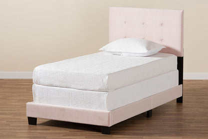Baxton Studio - Caprice Twin Size Bed - CF9210B-Light Pink Velvet-Twin view 8