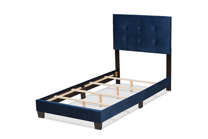 Baxton Studio - Caprice Twin Size Bed - CF9210B-Navy Blue Velvet-Twin view 3