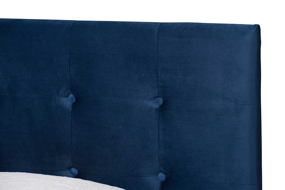 Baxton Studio - Caprice Twin Size Bed - CF9210B-Navy Blue Velvet-Twin view 4