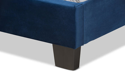 Baxton Studio - Caprice Twin Size Bed - CF9210B-Navy Blue Velvet-Twin view 6