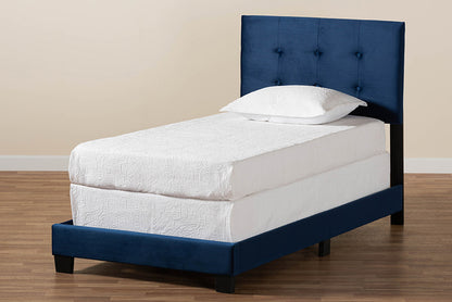 Baxton Studio - Caprice Twin Size Bed - CF9210B-Navy Blue Velvet-Twin view 7