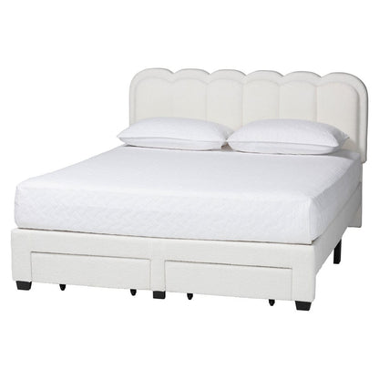 Baxton Studio - Caradonna Queen Size Bed in Cream - SP1072-B-CF0034-Cream Teddy-Bear Fabric -Queen view 1