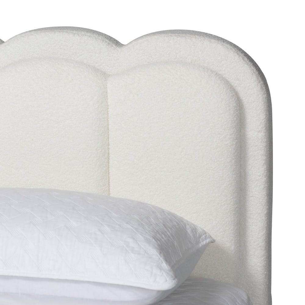 Baxton Studio - Caradonna Queen Size Bed in Cream - SP1072-B-CF0034-Cream Teddy-Bear Fabric -Queen view 5