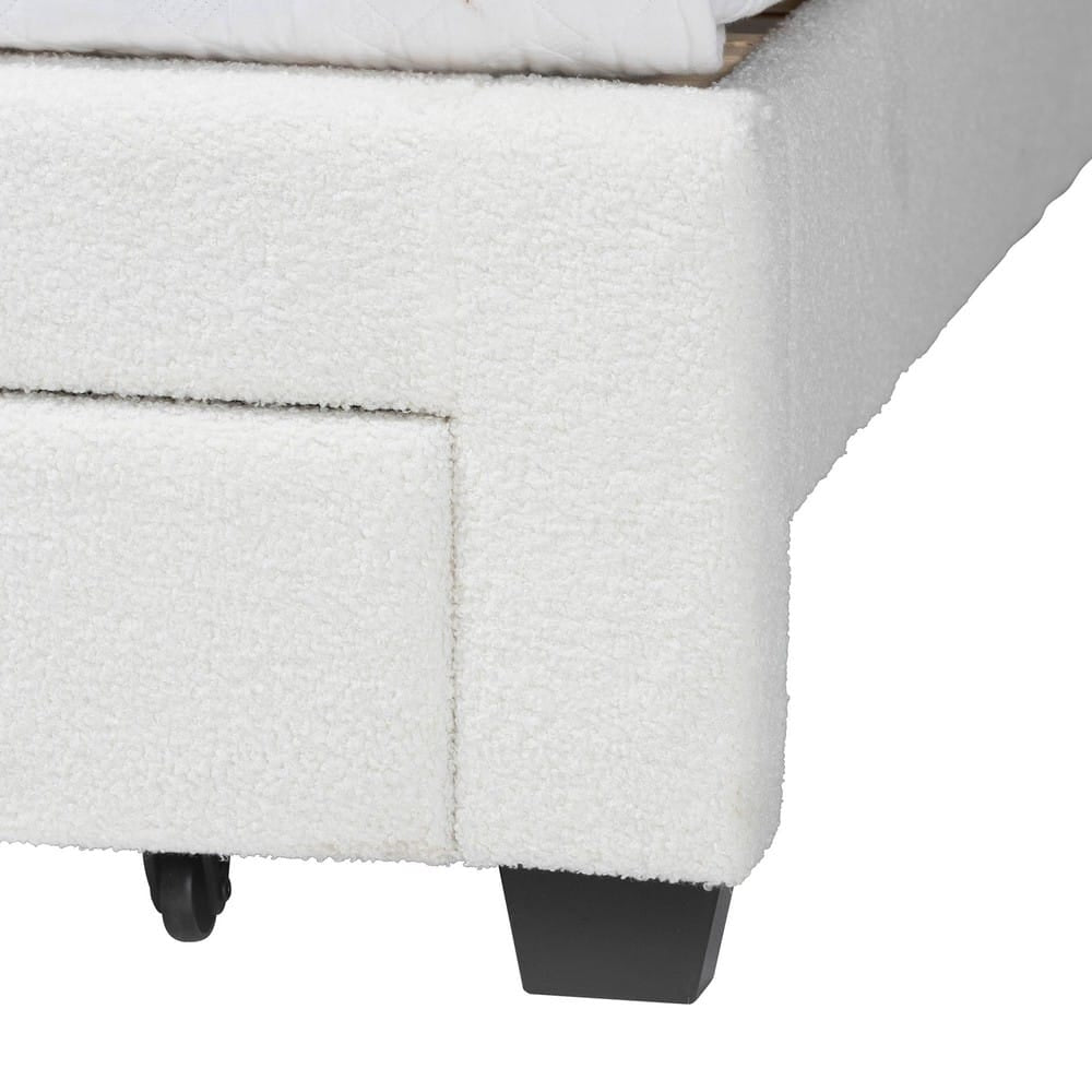 Baxton Studio - Caradonna Queen Size Bed in Cream - SP1072-B-CF0034-Cream Teddy-Bear Fabric -Queen view 6