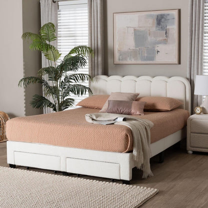 Baxton Studio - Caradonna Queen Size Bed in Cream - SP1072-B-CF0034-Cream Teddy-Bear Fabric -Queen view 8