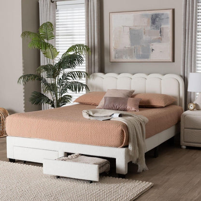 Baxton Studio - Caradonna Queen Size Bed in Cream - SP1072-B-CF0034-Cream Teddy-Bear Fabric -Queen view 9