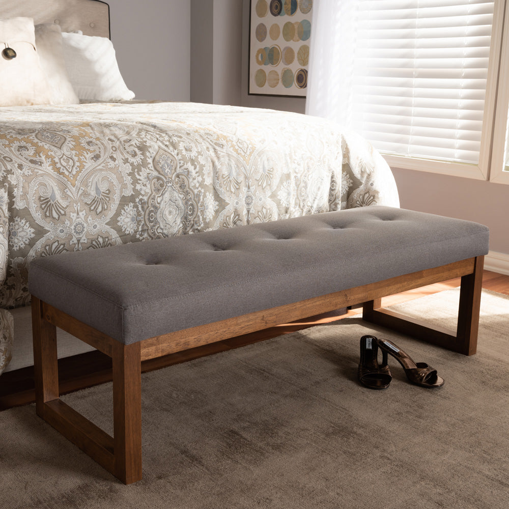 Baxton Studio - Caramay Bench in Grey - BBT5337-Grey-Bench view 6