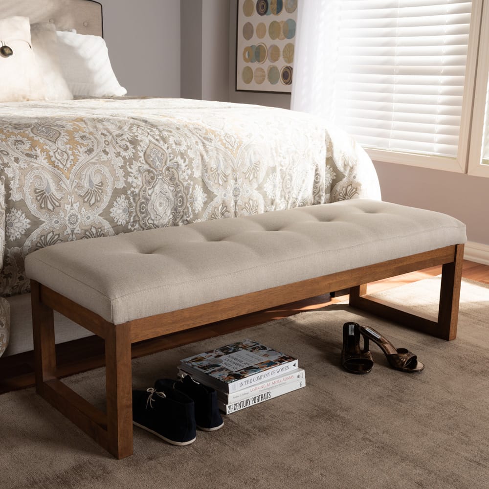 Baxton Studio - Caramay Bench in Light Beige - BBT5337-Light Beige-Bench view 6