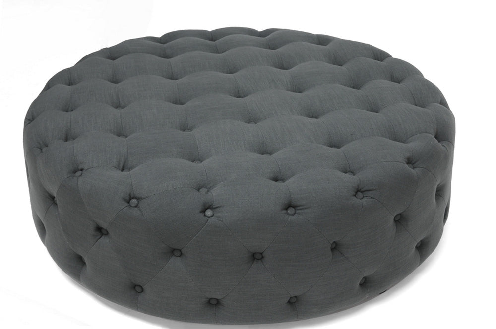 Baxton Studio - Cardiff Ottoman - 501-Gray-OTTO view 1