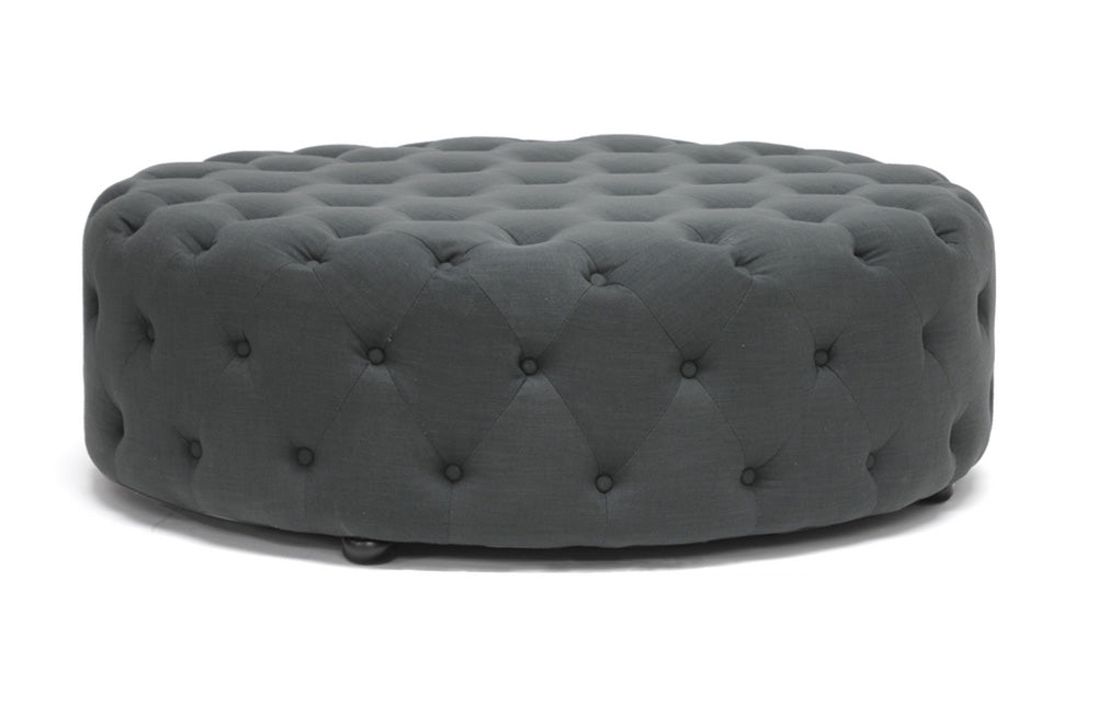 Baxton Studio - Cardiff Ottoman - 501-Gray-OTTO view 3