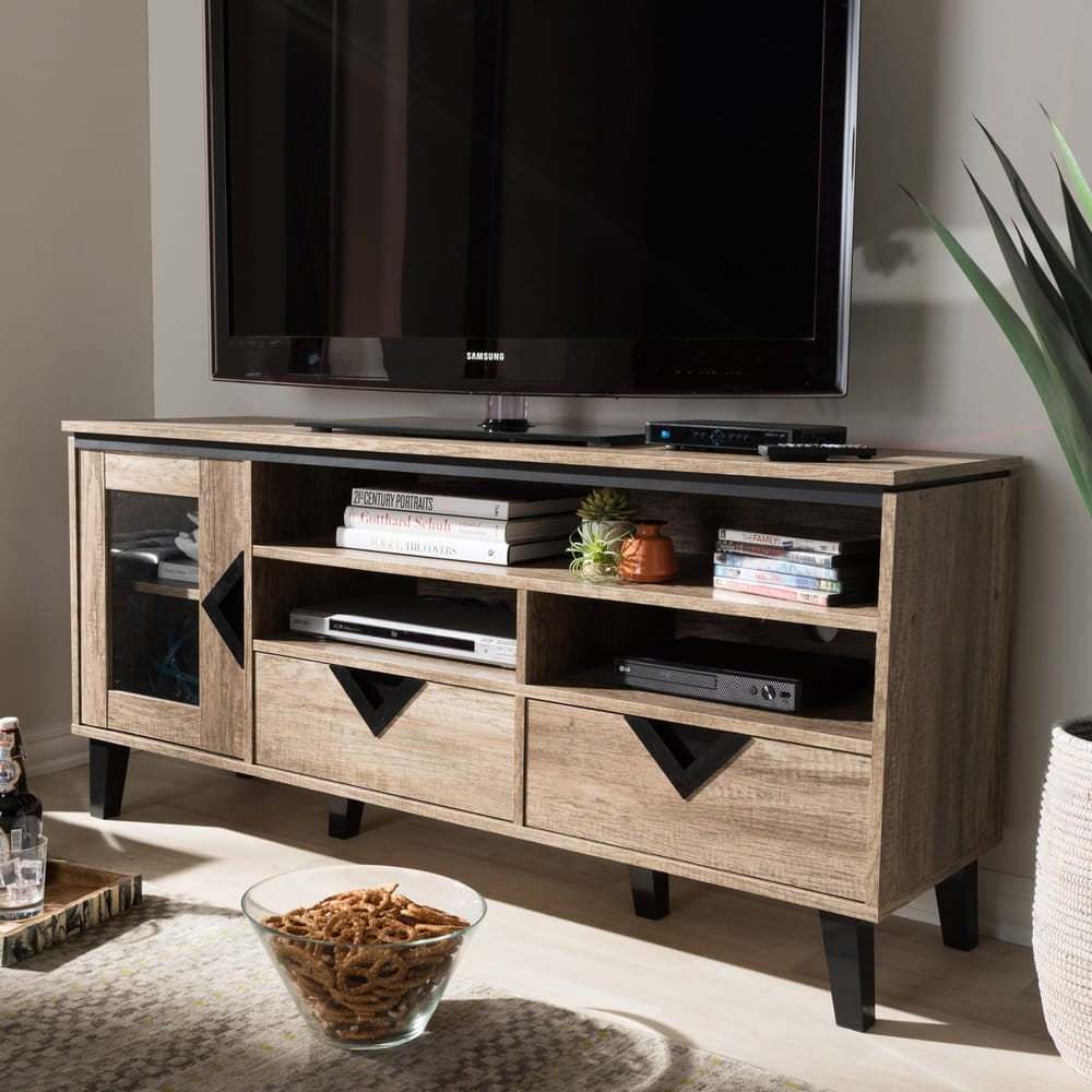 Baxton Studio - Cardiff TV Stand in Light Brown - W-1512 view 5