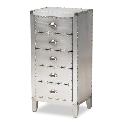 Baxton Studio - Carel Chest in Silver - LD18B054-Silver-5DW-Cabinet view 1