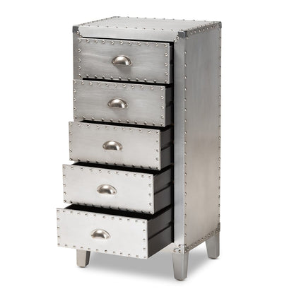 Baxton Studio - Carel Chest in Silver - LD18B054-Silver-5DW-Cabinet view 2
