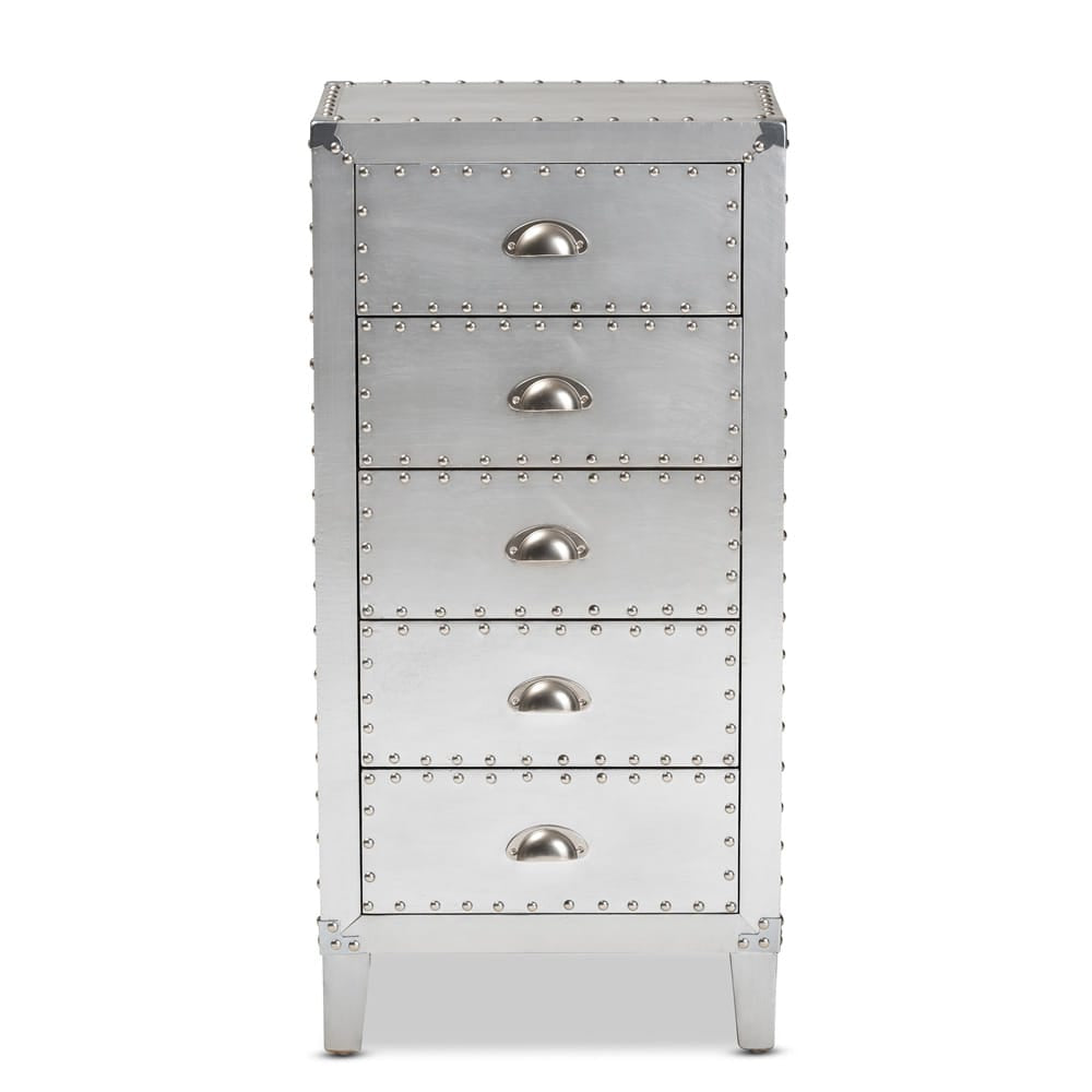 Baxton Studio - Carel Chest in Silver - LD18B054-Silver-5DW-Cabinet view 3