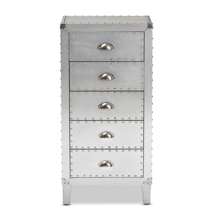 Baxton Studio - Carel Chest in Silver - LD18B054-Silver-5DW-Cabinet view 3
