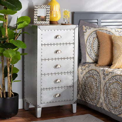 Baxton Studio - Carel Chest in Silver - LD18B054-Silver-5DW-Cabinet view 7