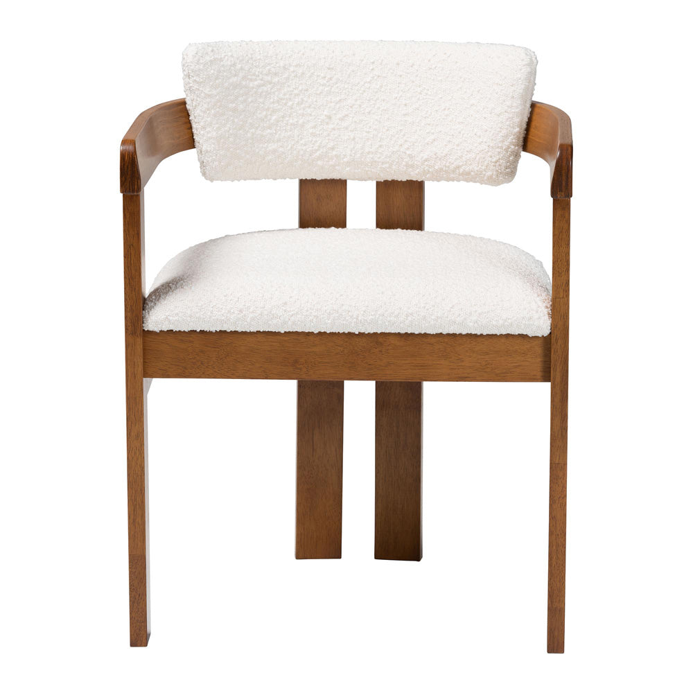 Baxton Studio - Carice Dining Chair in Cream/Walnut Brown - BBT5539-Walnut/Cream-DC view 2