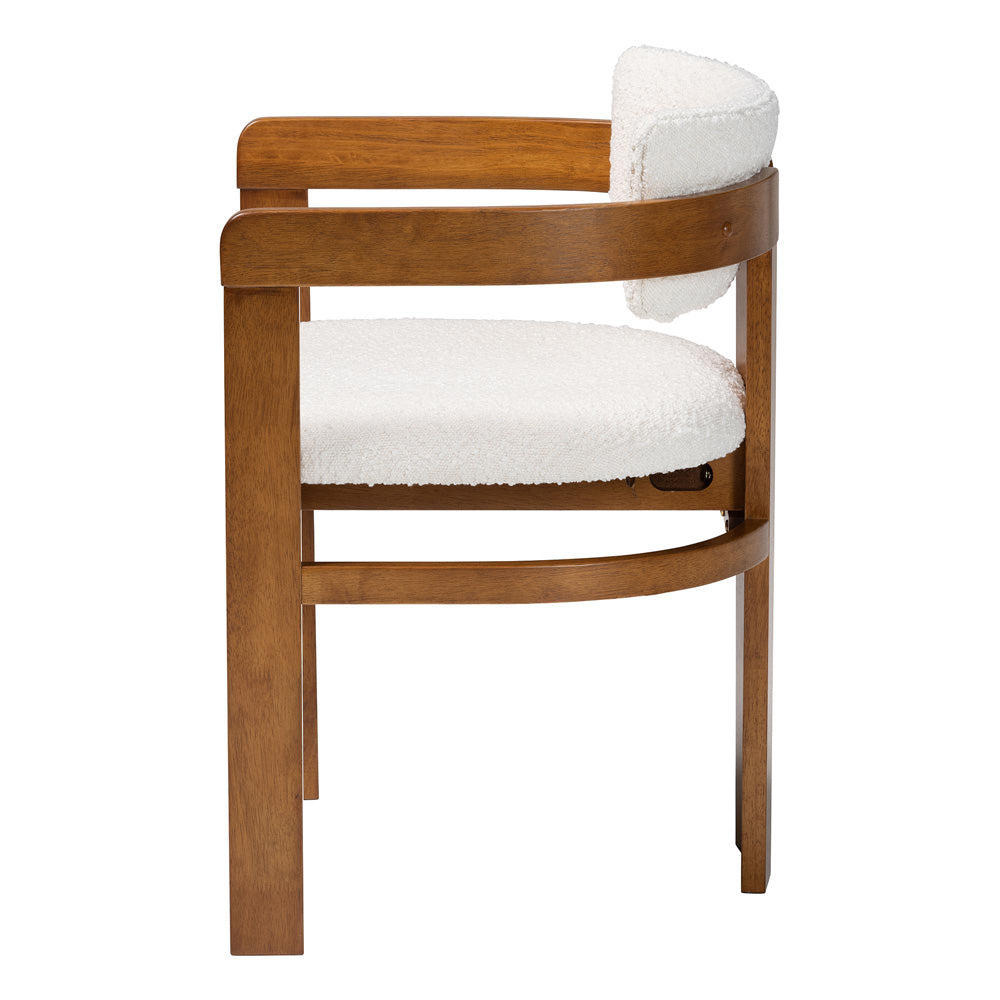 Baxton Studio - Carice Dining Chair in Cream/Walnut Brown - BBT5539-Walnut/Cream-DC view 3
