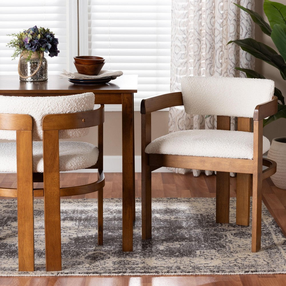 Baxton Studio - Carice Dining Chair in Cream/Walnut Brown - BBT5539-Walnut/Cream-DC view 8