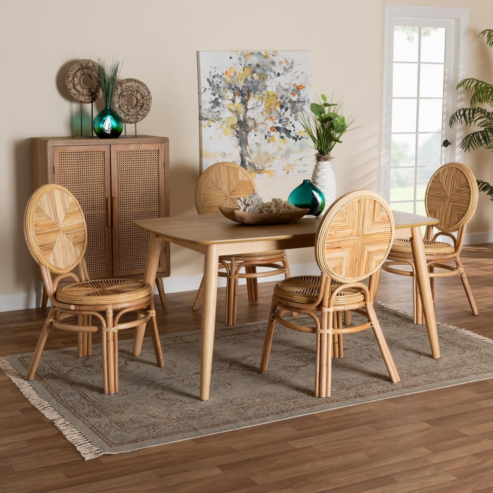 Baxton Studio - Carita Dining Set in Natural Brown - KYG017C-Natural-5PC Dining Set view 8