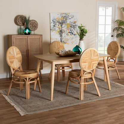 Baxton Studio - Carita Dining Set in Natural Brown - KYG017C-Natural-5PC Dining Set view 8