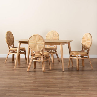Baxton Studio - Carita Dining Set in Natural Brown - KYG017C-Natural-5PC Dining Set view 9