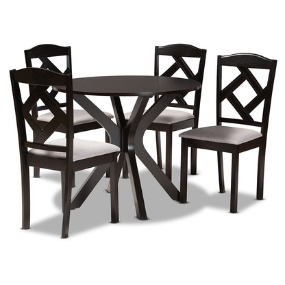 Baxton Studio - Carlin Dining Set in Grey/Dark Brown - Carlin-Grey/Dark Brown-5PC Dining Set view 1