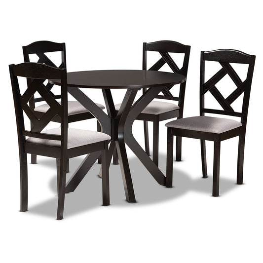 Baxton Studio - Carlin Dining Set in Grey/Dark Brown - Carlin-Grey/Dark Brown-5PC Dining Set view 1