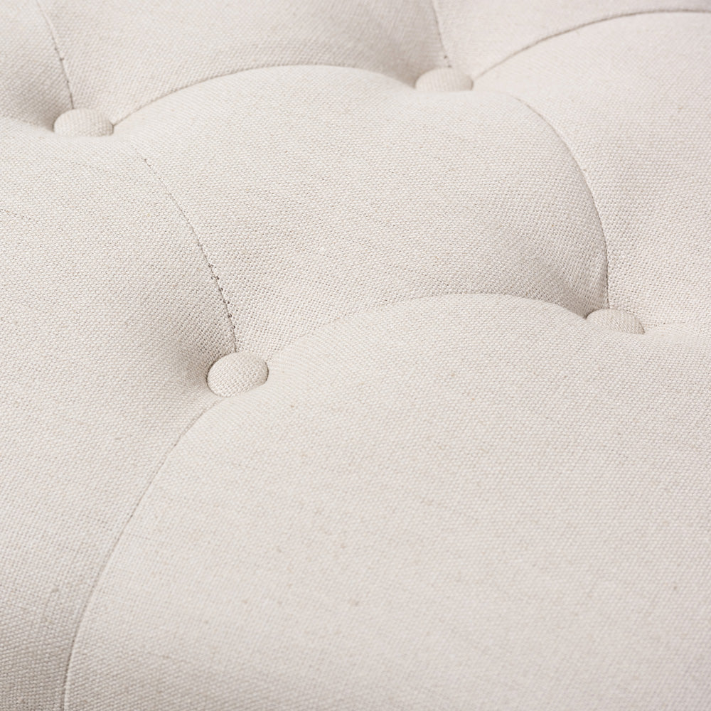 Baxton Studio - Carlotta Ottoman in Beige/Weathered Oak - TSF-9325-Beige-Otto view 4