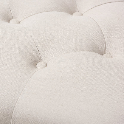 Baxton Studio - Carlotta Ottoman in Beige/Weathered Oak - TSF-9325-Beige-Otto view 4