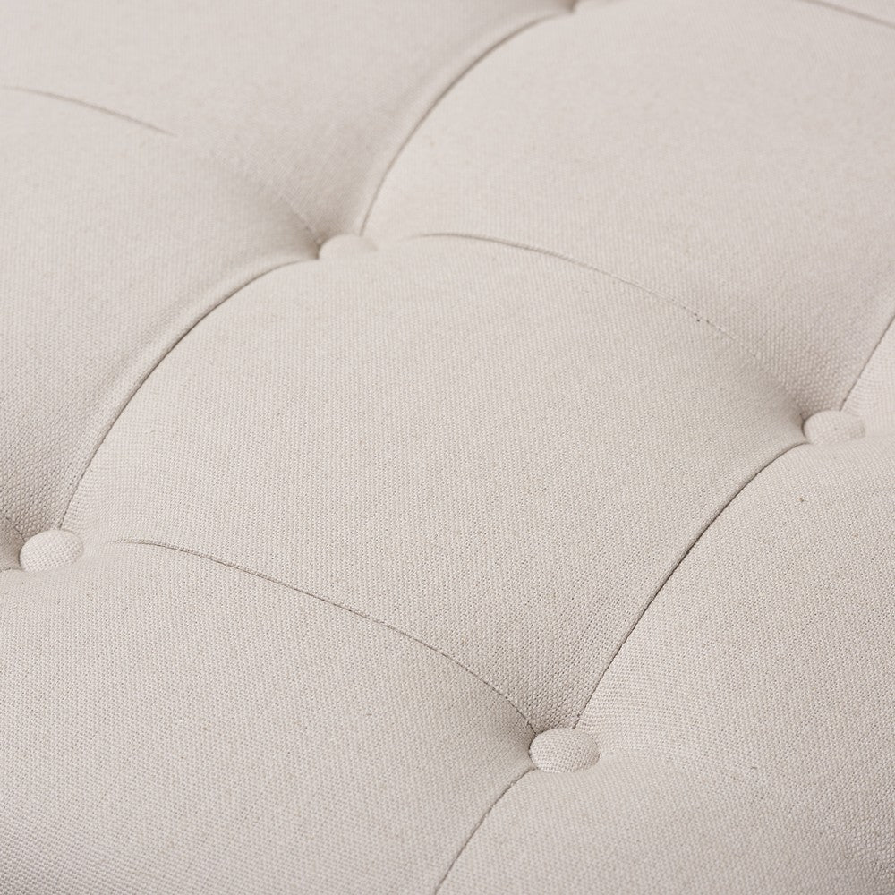 Baxton Studio - Carlotta Ottoman in Beige/Weathered Oak - TSF-9329-Beige-Otto view 3
