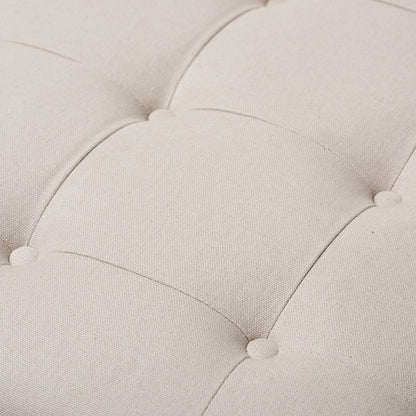 Baxton Studio - Carlotta Ottoman in Beige/Weathered Oak - TSF-9329-Beige-Otto view 3