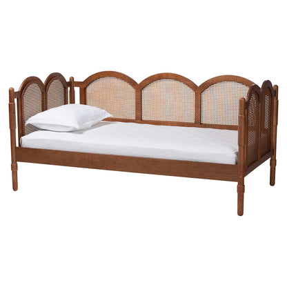 Baxton Studio - Carmiya Twin Size Daybed in Walnut Brown/Light Brown - MG0211-Walnut Rattan-Daybed-Twin view 1